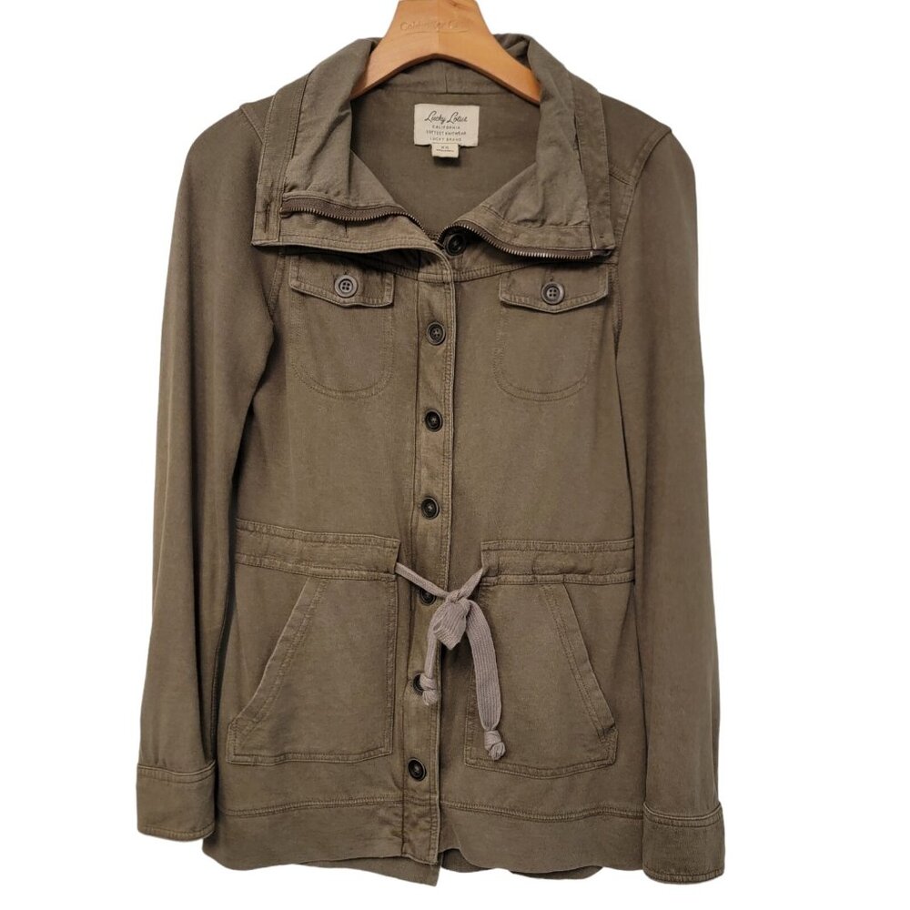 Lucky Lotus Lucky Brand Jacket Army Green Super Soft‎ Womens Sz XS Pockets